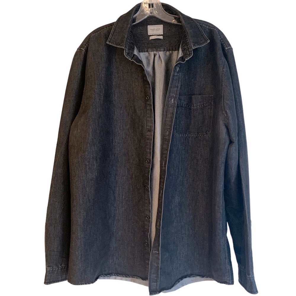 Frank & Oak Black Denim Button Down Shirt
